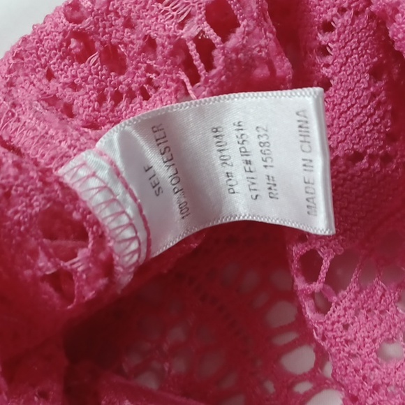 Bibi Pink Heavy Lace Button Down  Blouse Sz S - Picture 8 of 8